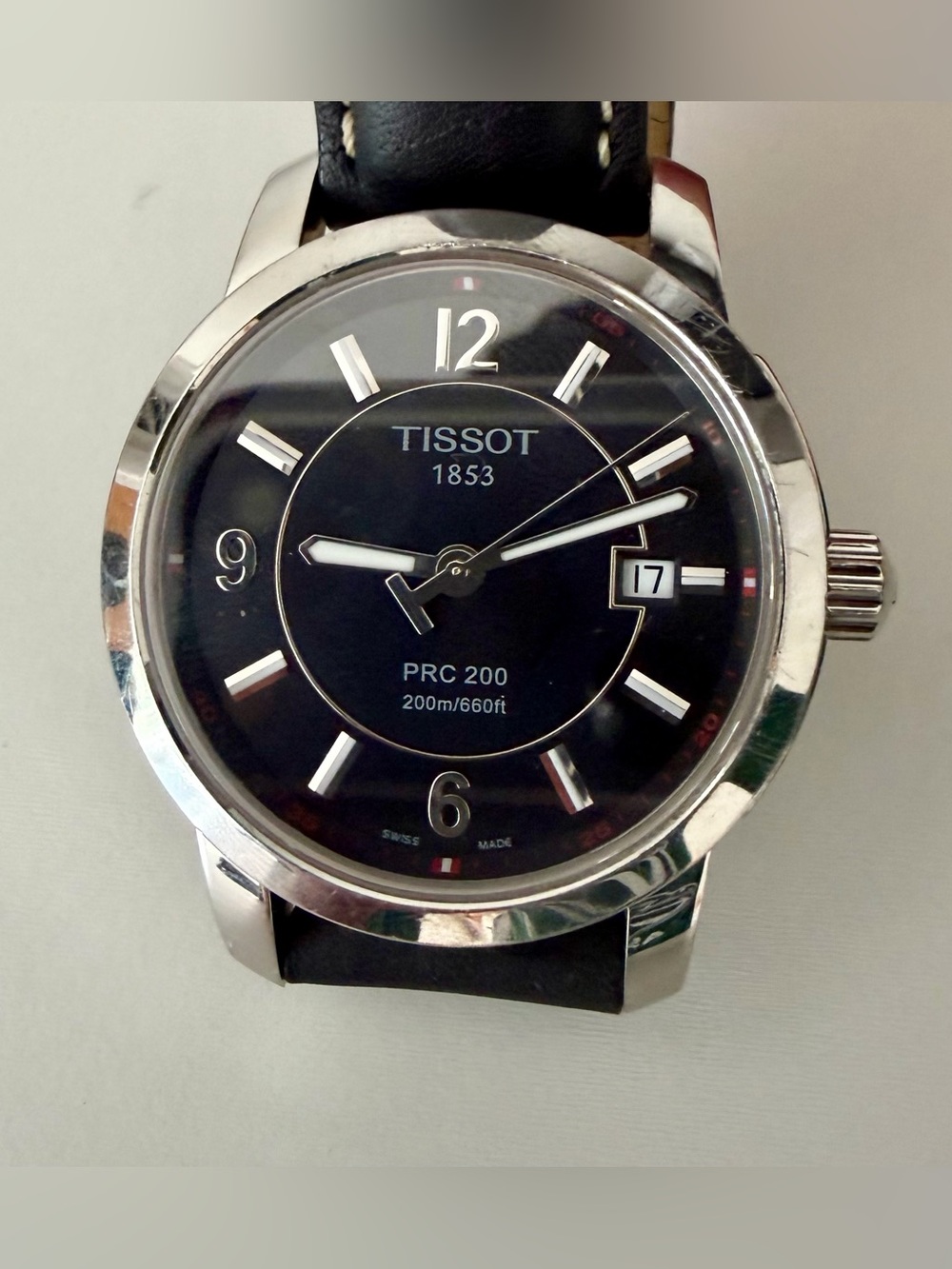 Tissot Stainless Steel Watch Back with Black Strap (needs new battery)